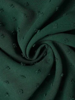Sale Retro Stage 1940s Solid Textured Bow Collar Dress Green