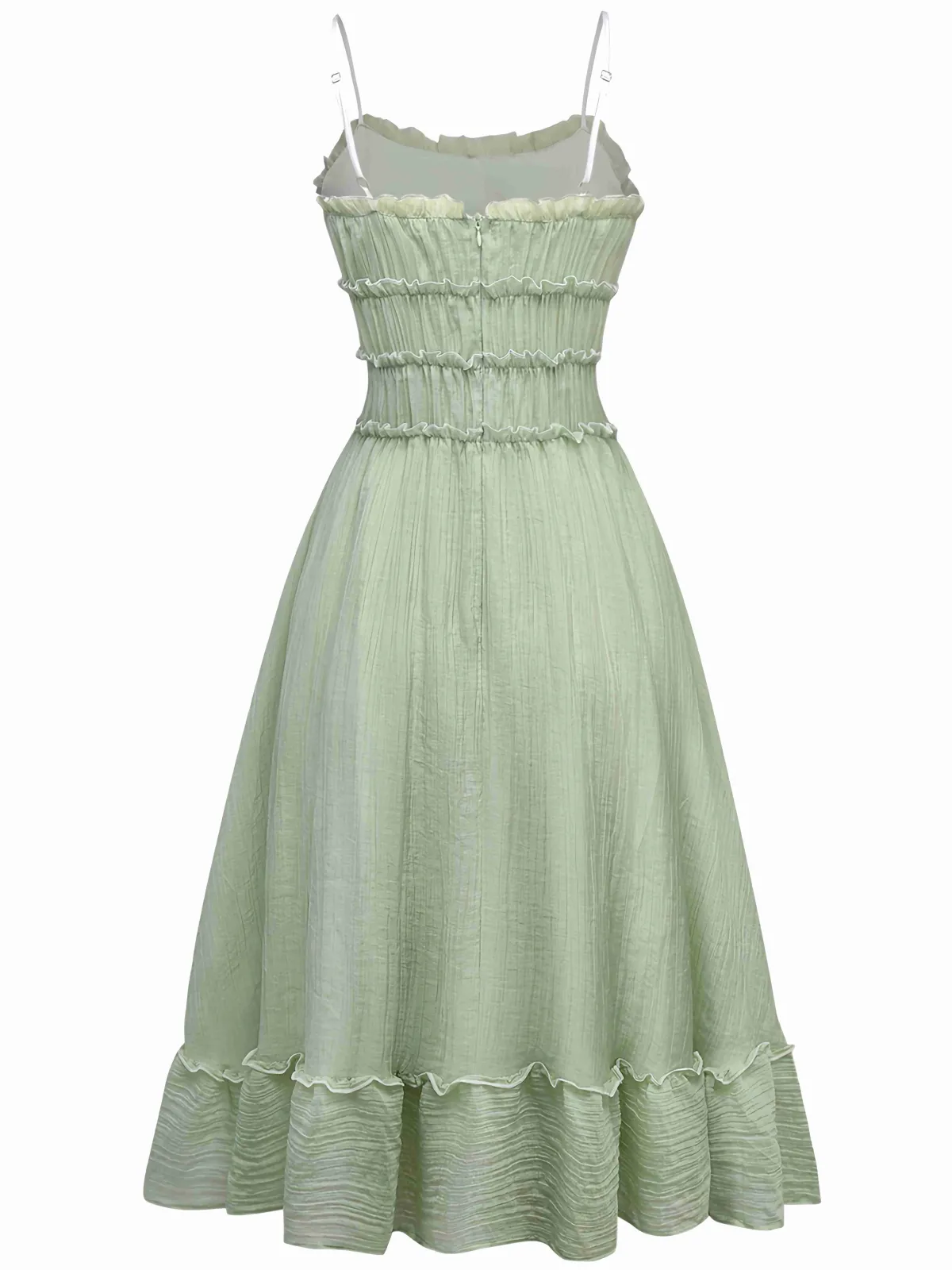 Sale Retro Stage 1940s Spaghetti Strap Bow-tied Dress Green