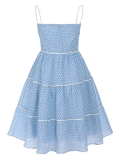 Fashion Retro Stage Green 1950s Strap Polka Dot Swing Dress
