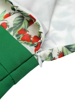 Sale Retro Stage 1950s Strawberry Halter Romper Green