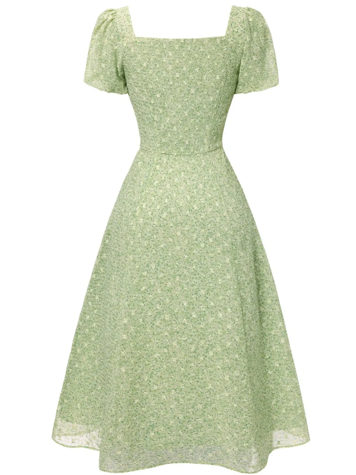 New Retro Stage Green 1940s Sweetheart Ditsy Floral Dress Light Green