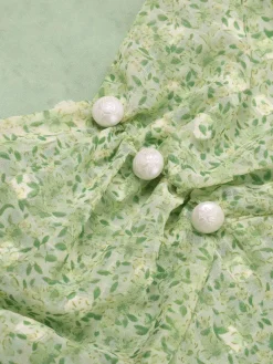 New Retro Stage Green 1940s Sweetheart Ditsy Floral Dress Light Green