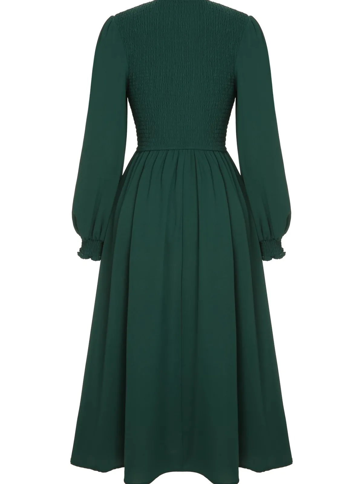 New Retro Stage 1940s Top Elastic Regular Sleeve Dress Green