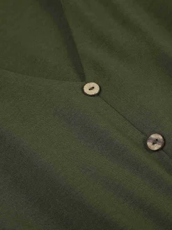 Hot Retro Stage 1940s Tree Rings Belted Lapel Dress Green