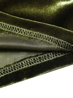 Online Retro Stage 1930s Velvet Pleated Bodycon Dress Green