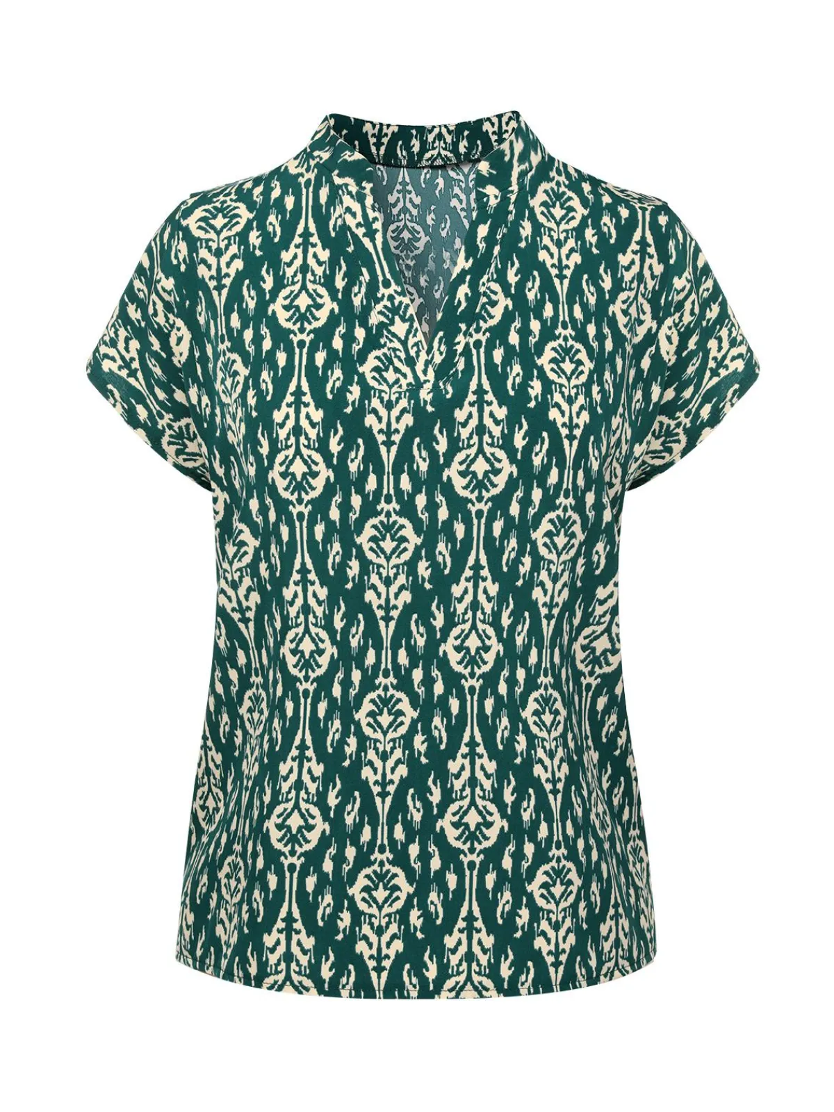 Fashion Retro Stage 1940s Vintage All-Over Print Blouse Green