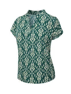 Fashion Retro Stage 1940s Vintage All-Over Print Blouse Green