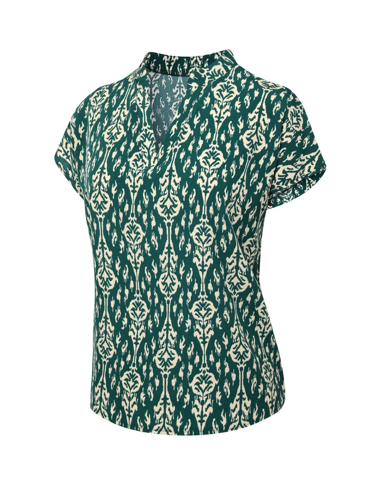 Fashion Retro Stage 1940s Vintage All-Over Print Blouse Green
