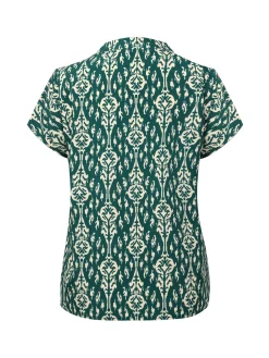 Fashion Retro Stage 1940s Vintage All-Over Print Blouse Green