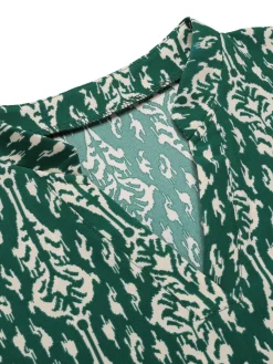 Fashion Retro Stage 1940s Vintage All-Over Print Blouse Green