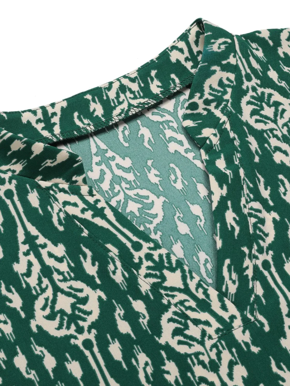 Fashion Retro Stage 1940s Vintage All-Over Print Blouse Green