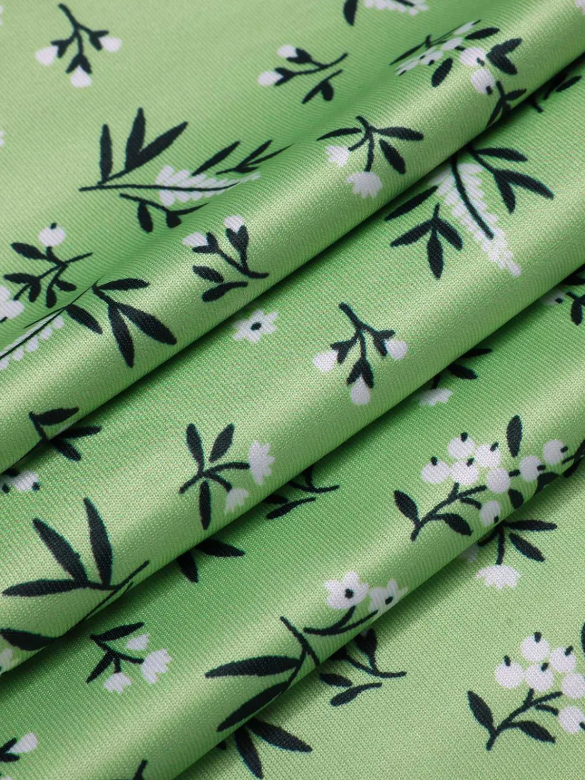 Best Retro Stage 1940s V-Neck Ditsy Floral Dress Green