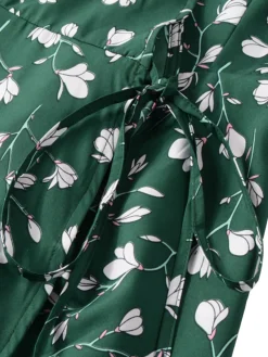 Discount Retro Stage 1940s V-Neck Floral Dress Green