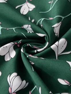 Discount Retro Stage 1940s V-Neck Floral Dress Green