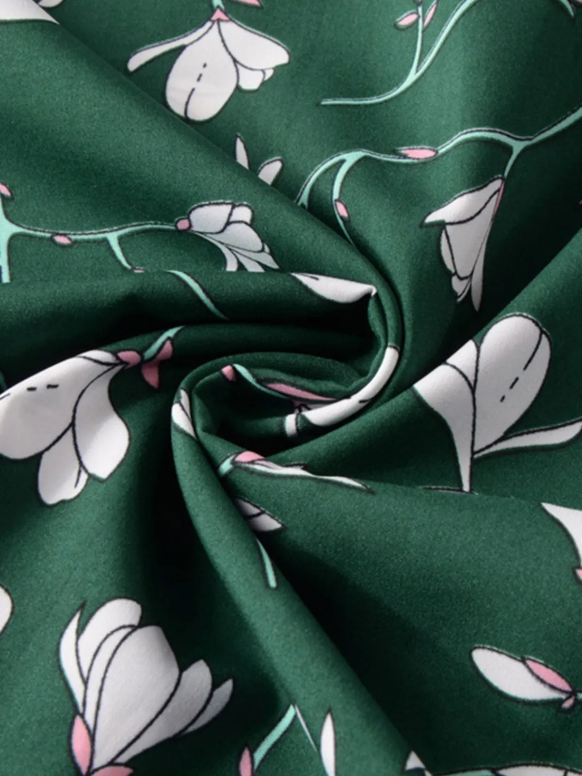 Discount Retro Stage 1940s V-Neck Floral Dress Green