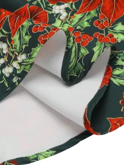Best Retro Stage 1950s V-Neck Floral Patchwork Dress Green