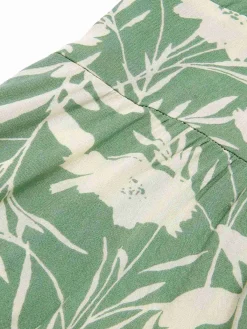 Discount Retro Stage 1940s V-Neck Silhouette Floral Dress Green