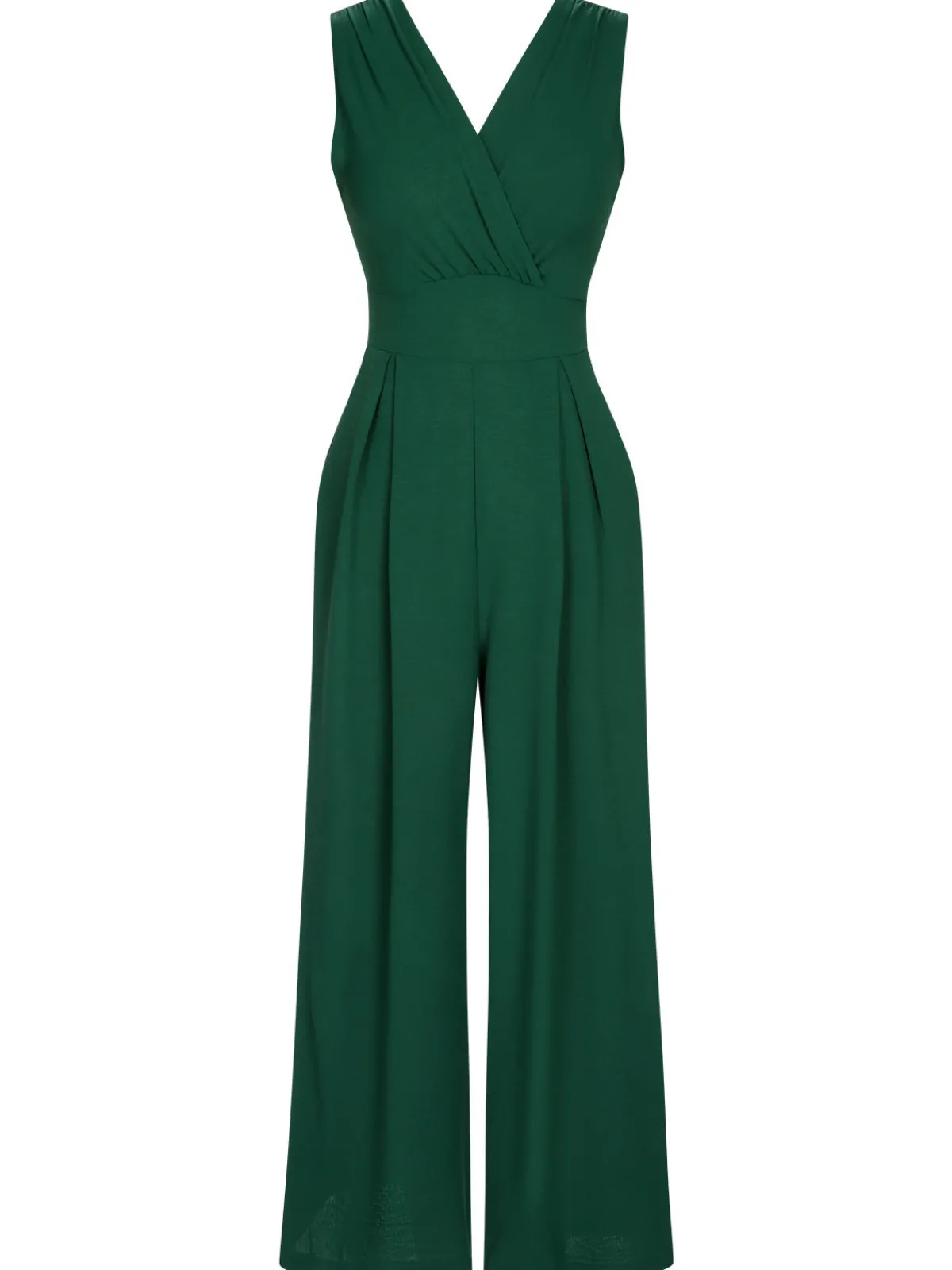 New Retro Stage 1930s V-Neck Sleeveless Jumpsuit Green