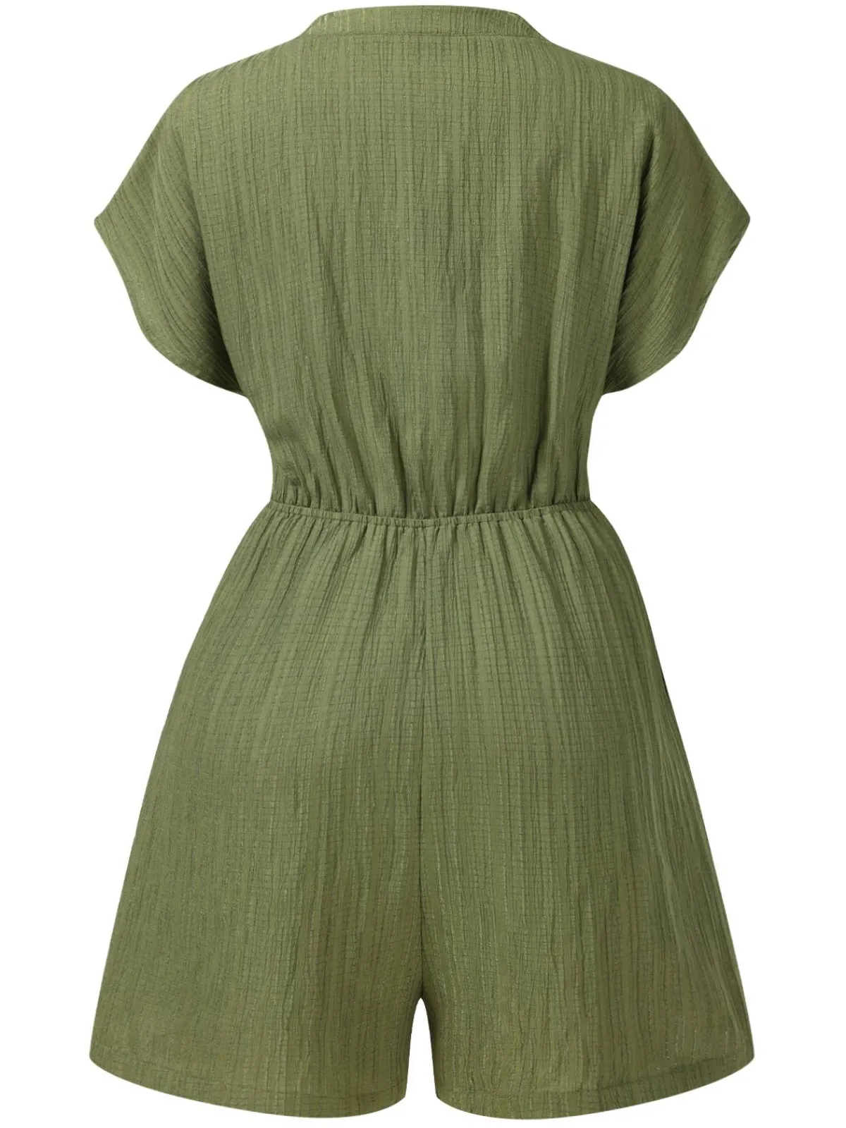 Clearance Retro Stage 1950s V-Neck Textured Pocket Romper Green