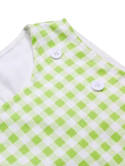Best Retro Stage 1960s Waist Tie Gingham Mod Dress Green