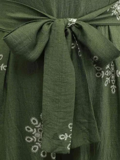 Sale Retro Stage 1970s Wide-Legs Bohemian Bandeau Jumpsuit Green
