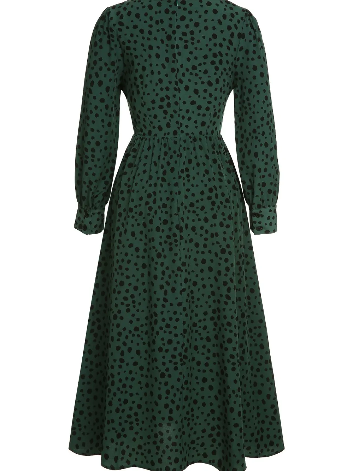 Sale Retro Stage V-Neck Leopard A-Line Dress Green