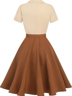 New Retro Stage Green&Red 1950s Christmas Button Dress