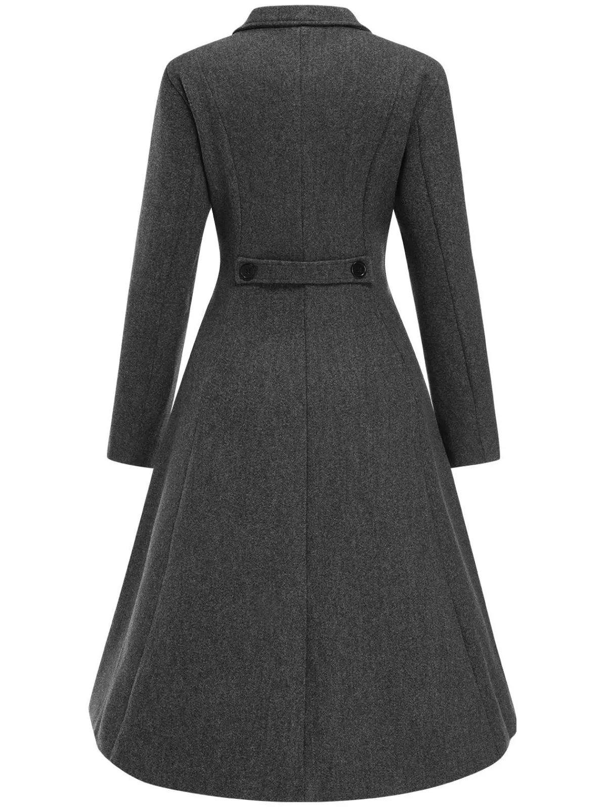 Clearance Retro Stage 1940s Notched Lapel Faux Wool Long Coat Grey