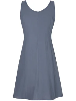 New Retro Stage 1970s Solid Buttoned Straps Dress Grey