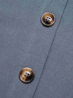 New Retro Stage 1970s Solid Buttoned Straps Dress Grey