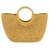 New Retro Stage Half-Moon Hand Woven Straw Handbag