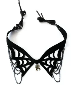 Clearance Retro Stage Halloween Black Spider Web Gothic Necklace