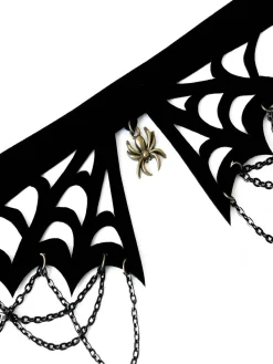 Clearance Retro Stage Halloween Black Spider Web Gothic Necklace