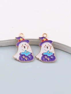Discount Retro Stage Halloween Cartoon Witch Hat Ghost Drop Earrings