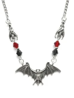 Best Retro Stage Halloween Gothic Bat Crystal Bead Necklace