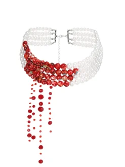 Discount Retro Stage Halloween Gothic Blood Drop Tassel Necklace