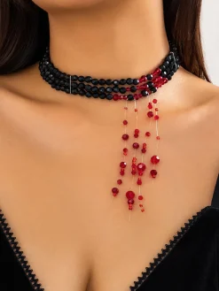Outlet Retro Stage Halloween Gothic Crystal Blood Drop Necklace