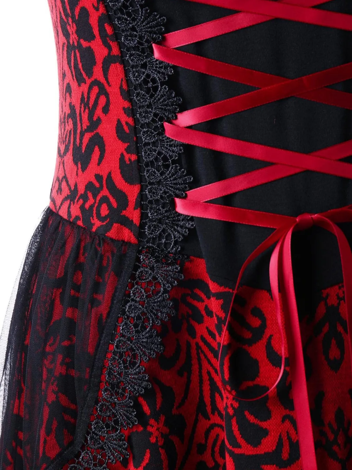 Outlet Retro Stage Halloween Gothic Lace Steampunk Dress Red