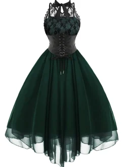 Hot Retro Stage Halloween Gothic Steampunk Lace Dress