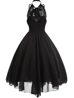 Online Retro Stage Halloween Gothic Steampunk Lace Dress