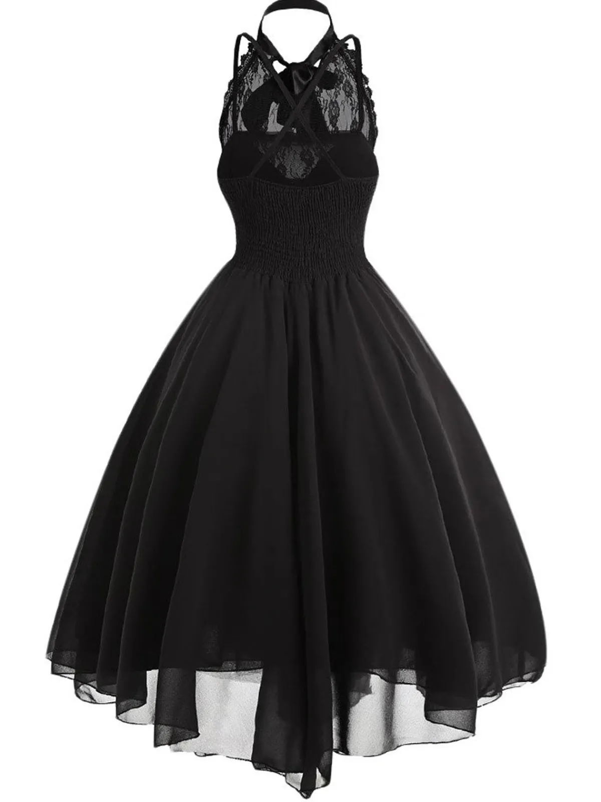 Online Retro Stage Halloween Gothic Steampunk Lace Dress