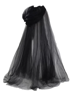 Sale Retro Stage Halloween Retro Gothic Tulle Hooded Cape Cloak