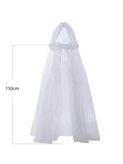 Sale Retro Stage Halloween Retro Gothic Tulle Hooded Cape Cloak