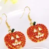 Online Retro Stage Halloween Rhinestones Grimace Pumpkin Earrings