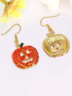 Online Retro Stage Halloween Rhinestones Grimace Pumpkin Earrings