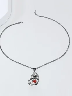 Outlet Retro Stage Halloween Skull Heart Pendant Necklace