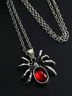 Outlet Retro Stage Halloween Spider Blood Drop Pendant Necklace