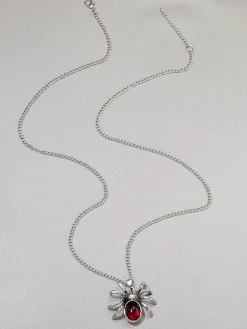 Outlet Retro Stage Halloween Spider Blood Drop Pendant Necklace