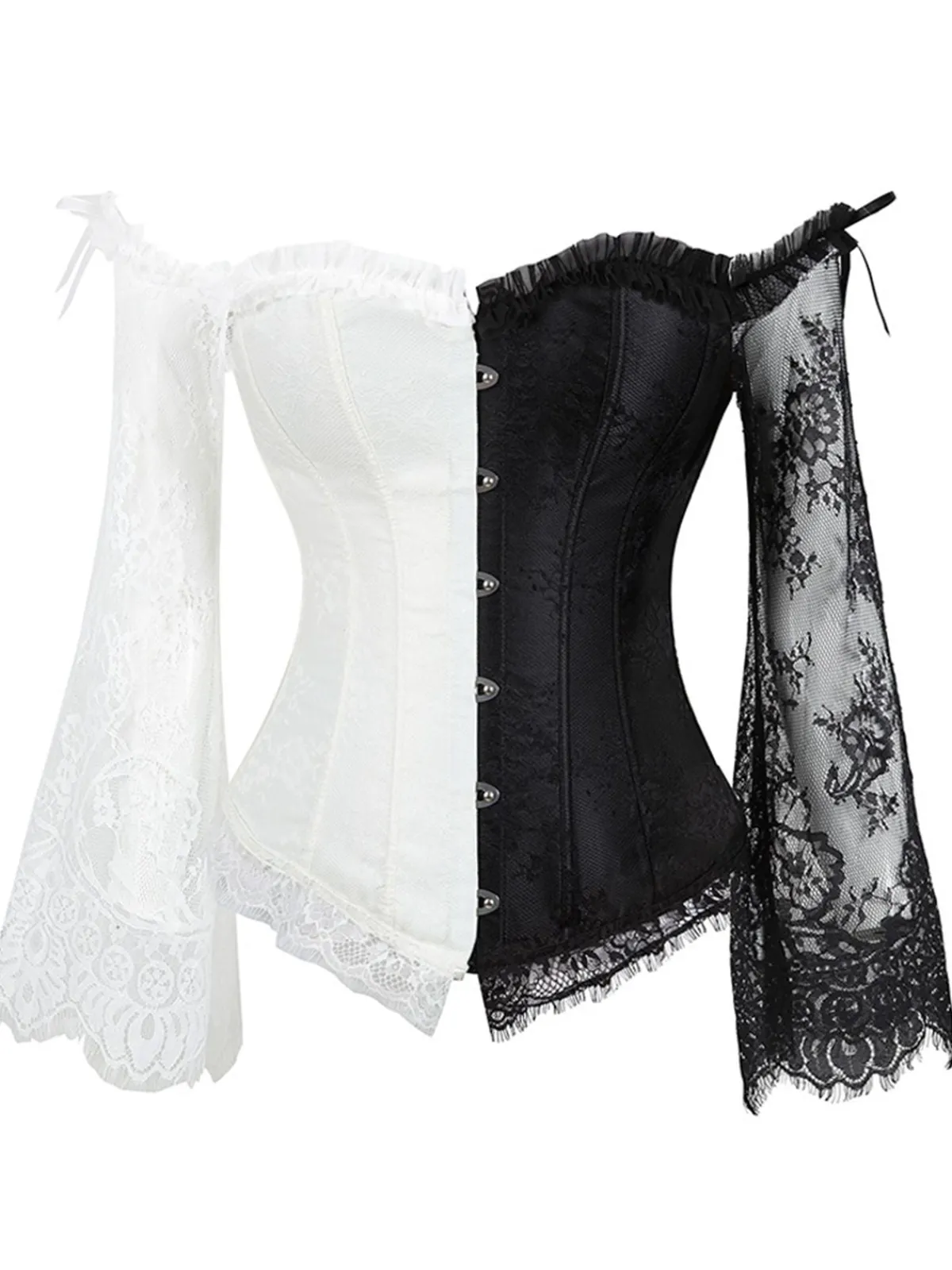 Online Retro Stage Halloween Steampunk Lace Patchwork Corset