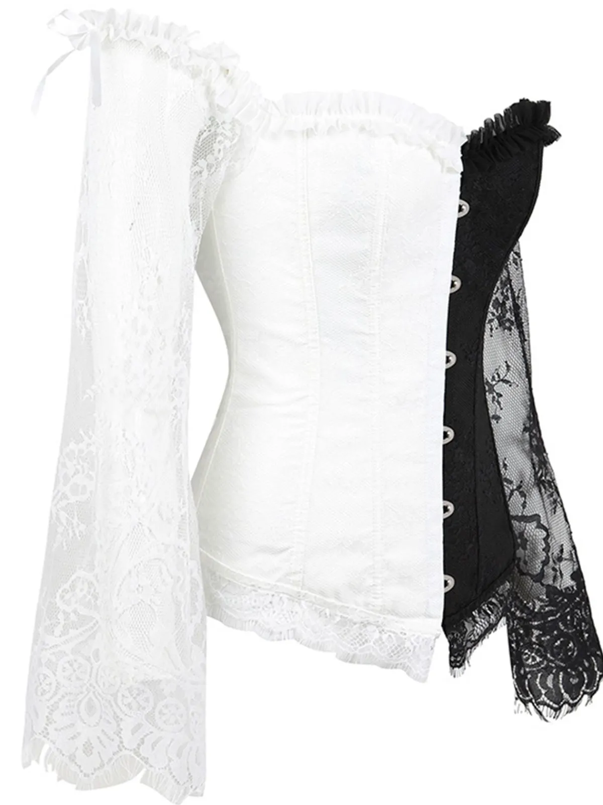 Online Retro Stage Halloween Steampunk Lace Patchwork Corset